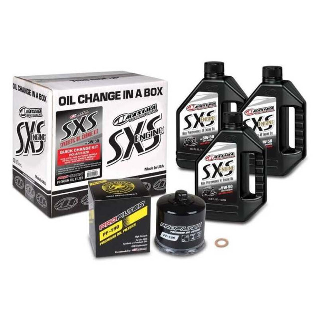 Maxima SXS Polaris RZR and Ranger Oil Change Kit with Full Synthetic 5W-50 Oil and Premium Filter