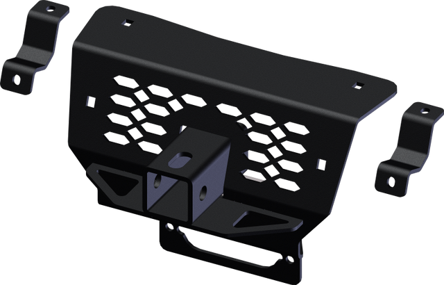Shop [Product Title] at Mad Lads Moto: KFI 18+ Polaris Ranger 1000/XP/Crew Front Upper Receiver Hitch, black steel construction, durable design with metal bead blasted and powder coated finish, compatible with Polaris Ranger models 2018-2021, made in USA.