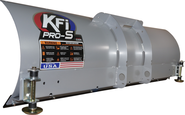 KFI Products 105060 Pro-S series 60 inch heavy duty steel straight ATV snow plow blade in silver powder coat with adjustable skid pads