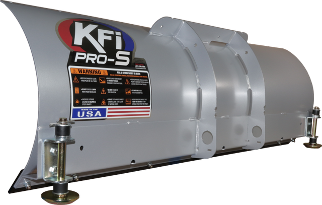 KFI Pro-S Series 54 inch straight steel ATV snow plow blade 105054 with rubber top flap and adjustable steel skid pads
