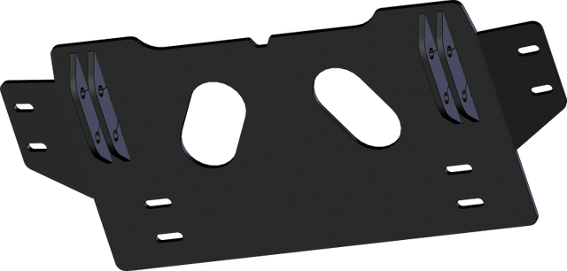 Shop [Product Title] at Mad Lads Moto: Black rear formed bumper by KFI, designed for Can-Am Outlander PRO/MAX/ 500-1000 models, featuring a sturdy construction with mounting points and oval cutouts for a precise fit and added protection.