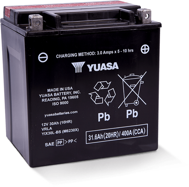 Yuasa YIX30L-BS High Performance Maintenance-Free AGM 12-Volt Battery for Harley Davidson Motorcycles