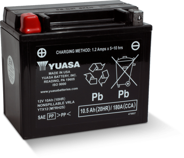 Yuasa YTX12 Maintenance Free AGM 12-Volt Powersports Battery