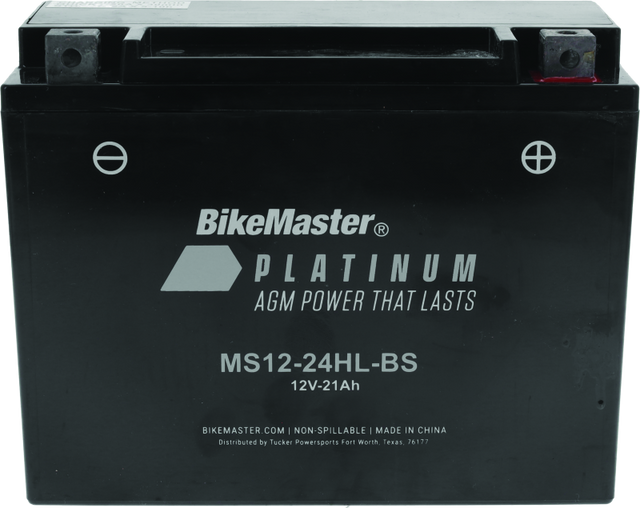 BikeMaster AGM Battery MS12-24HL-BS for Powersports Vehicles