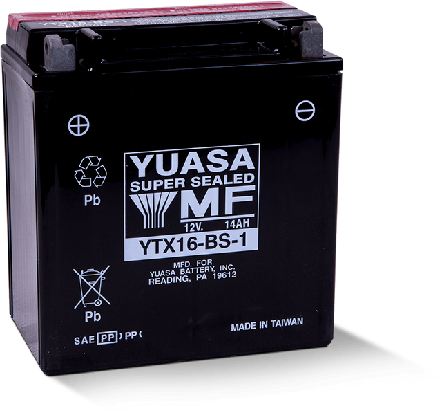 Yuasa YTX16-BS-1 Maintenance Free AGM 12-Volt Powersports Battery for Suzuki LT-F500F QuadRunner