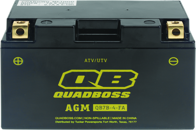 QuadBoss Maintenance-Free AGM Battery QB7B-4-FA for Yamaha YFZ450 and Can-Am DS 450 X Models