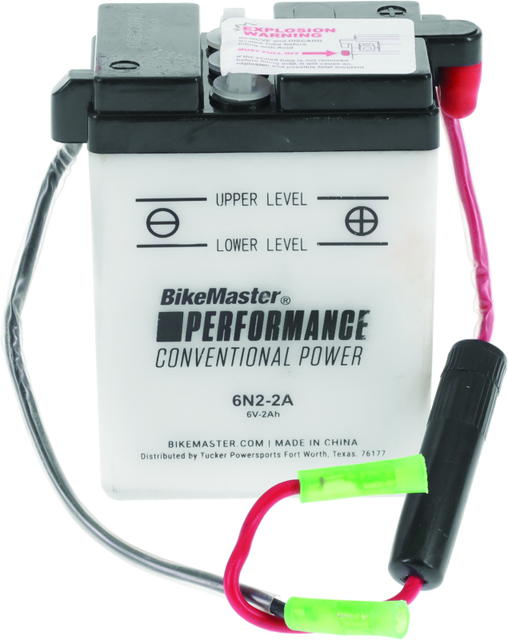 BikeMaster 6N2-2A Conventional Powersports Battery for Honda, Kawasaki, and Suzuki