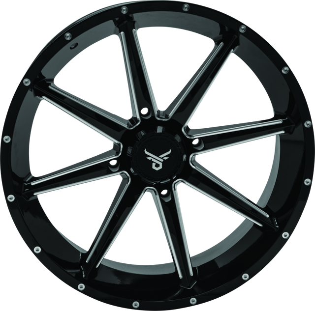 QuadBoss Slicer 20x7 PowerSports Wheels - 4/156 4+3 Offset with Limited Edition Bull Logo Center Caps