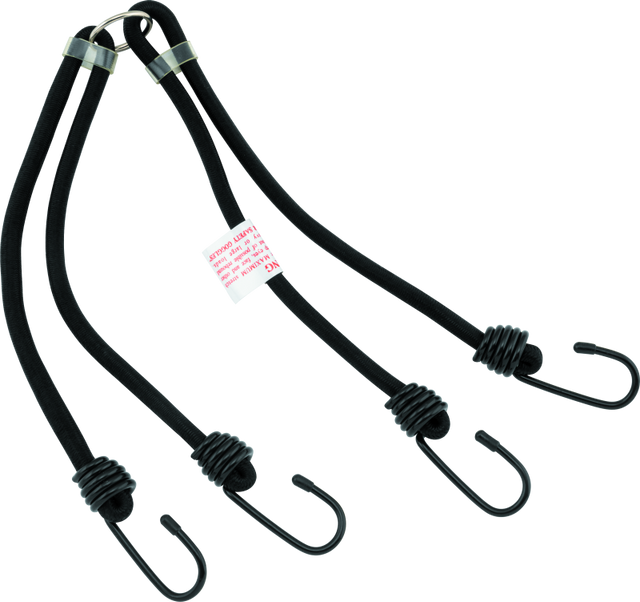 BikeMaster 24-inch Heavy Duty Black Bungee Cord with 4 Hooks - Durable Cargo Securing for Powersports