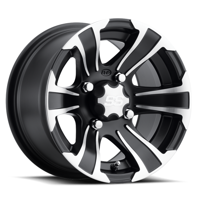 ITP SS 312 14x8 Wheel - 4x110 Bolt Pattern, 3+5 Offset, Black with Machined Finish