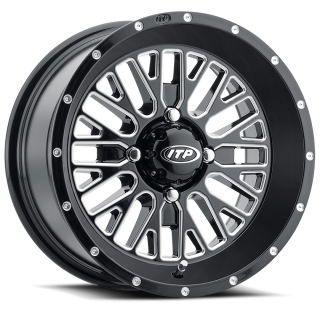 ITP Momentum 15x7 PowerSports Wheel with 4x137 Bolt Pattern and 30mm Offset in Black with Milled Accents