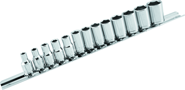 BikeMaster 13-Piece 1/4-Inch Drive Metric Socket Set with Chrome Finish