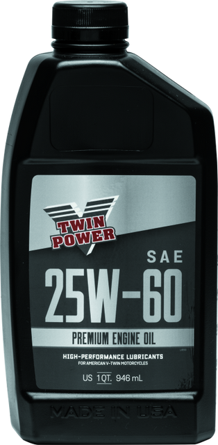 Twin Power 25W60 Premium Engine Oil for Harley V-Twin Engines - 12 Quarts
