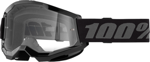 100-Percent Strata 2 Goggle Black with Clear Lens - Premium Performance Ride Eyewear