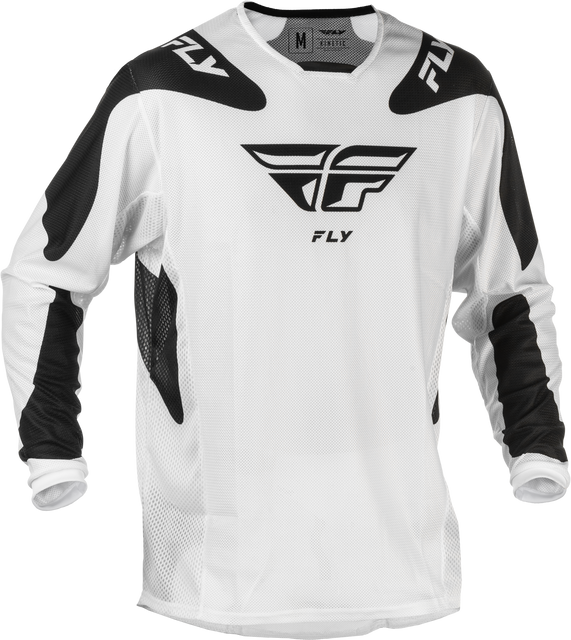 Fly Racing Kinetic Mesh Sym Jersey White/Black Sm - Lightweight Performance Motocross Jersey