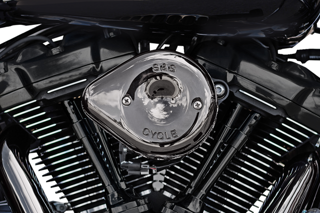 S&S CYCLE Stealth Mini Teardrop Air Cleaner for M8 - Lava Chrome (Part No. 170-0782)