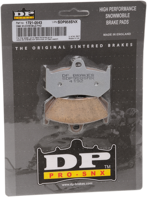 DP BRAKES HH+ Brake Pads SDP958SNX for Snowmobiles - High-Performance Sintered Metal with Ceramic Heat Shield