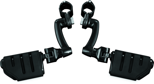 Kuryakyn Longhorn Trident Dually Offset Highway Pegs with 1-1/4 in Clamp – Black