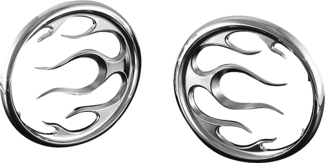 Kuryakyn Flame Speaker Grills Chrome for Harley-Davidson Touring Models Part 3788