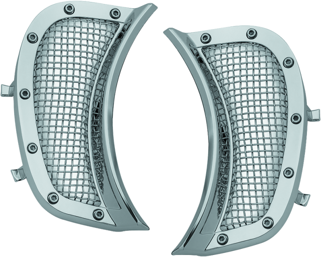 Kuryakyn Mesh Headlight Vent Accents Chrome for Harley-Davidson Road Glide Models