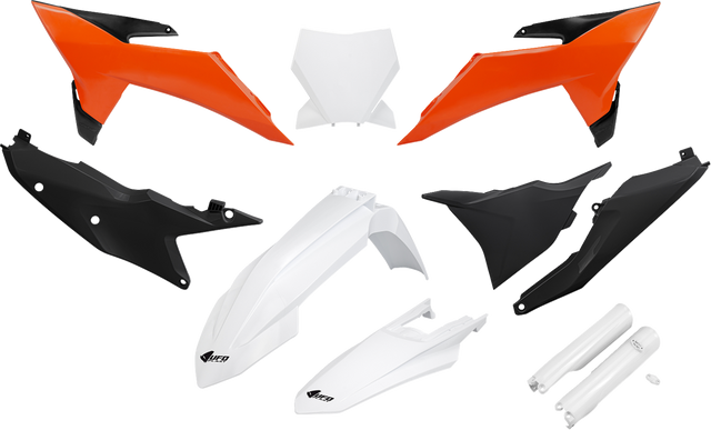 UFO Body Kit for KTM SX '25 - Black, Orange & White - Part Number KTKIT532F@444