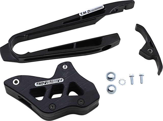 T.M. Designworks Chain Guide and Slider Kit for KTM and Husaberg – Black DCK-ORK-BK