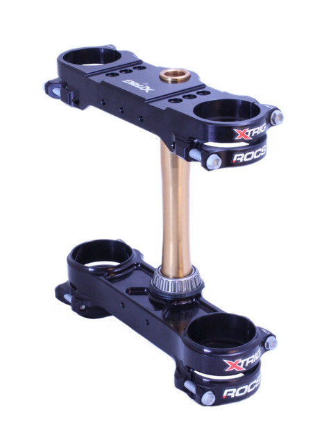 XTrig ROCS Tech Triple Clamp for KTM 125-300, GasGas, Husqvarna – 22 mm Offset, M12, Black