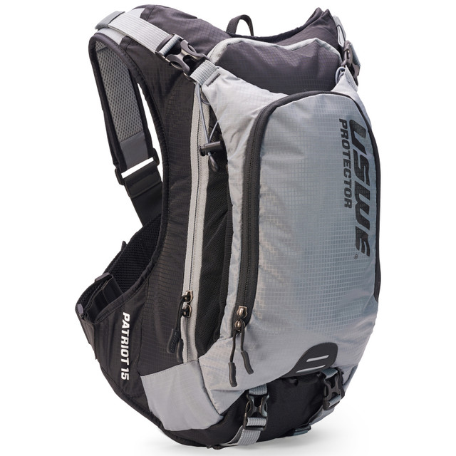 USWE Patriot MTB Protector Pack 15L Grey/Black with Removable CE-Certified Back Protector