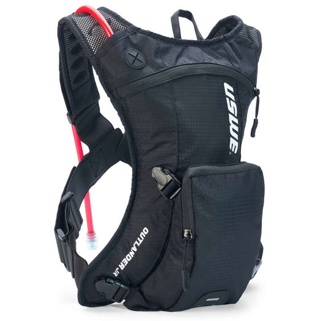 USWE Outlander Jr Hydration Pack 3L - Carbon Black | Lightweight Race Backpack with Detachable Pocket and No Dancing Monkey™ 4-Point Harness