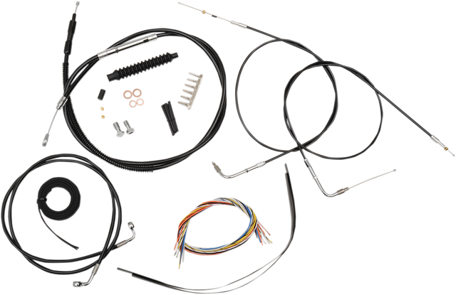 LA CHOPPERS Complete Black Vinyl Braided Handlebar Cable and Brake Line Kit for 15-17 Inch Handlebars on 2004-2006 Harley Sportster LA-8310KT2-16B