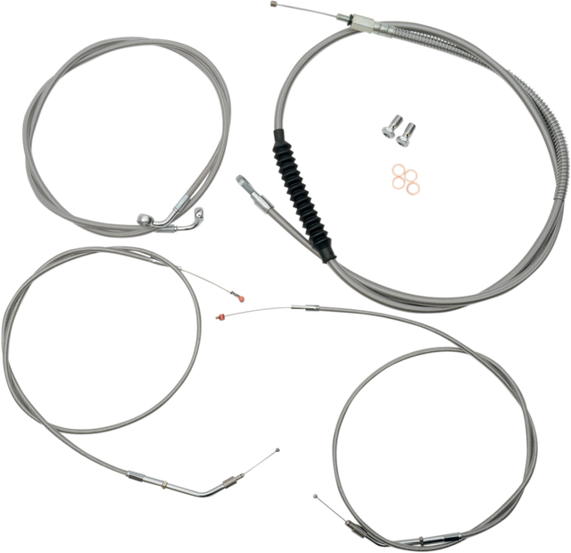 LA Choppers Standard Stainless Braided Handlebar Cable and Brake Line Kit for Mini Ape Hangers on '07-'22 Sportster - Part LA-8320KT-08