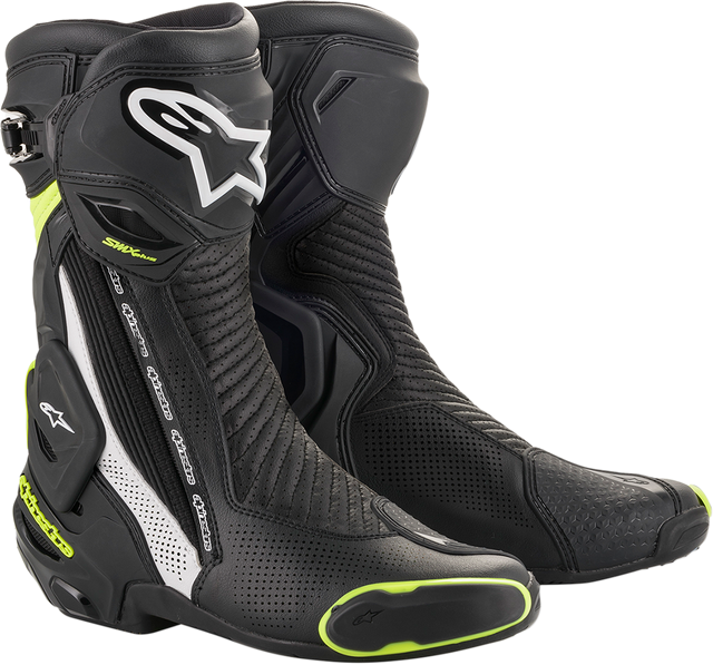 Alpinestars SMX Plus V2 Vented Motorcycle Racing Boots - Black/White/Yellow US 6 / EU 39