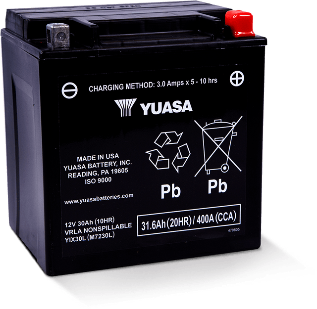 Yuasa YIX30L Maintenance Free AGM Motorcycle Battery for Harley Davidson 2008-2009 Models