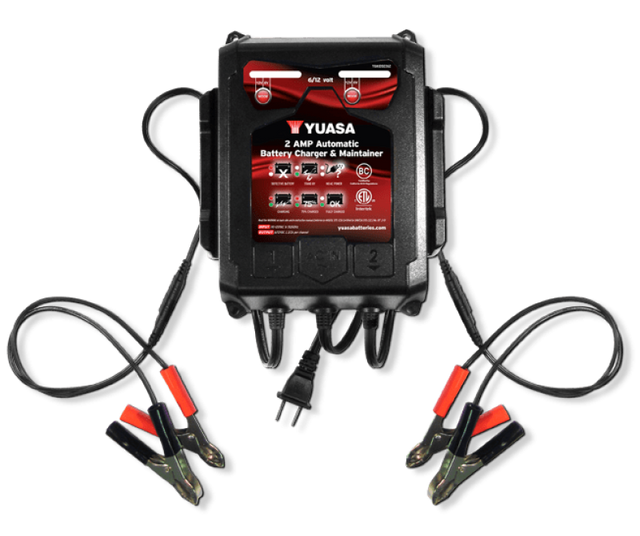 Yuasa 2 Amp Charger & Maintainer for 6V and 12V Batteries - Part YUA2AMPCH