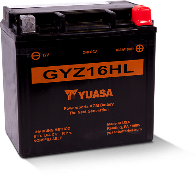 Yuasa GYZ16HL High Performance AGM Powersports Battery for Harley Davidson (Part Number: YUAM716GHL)