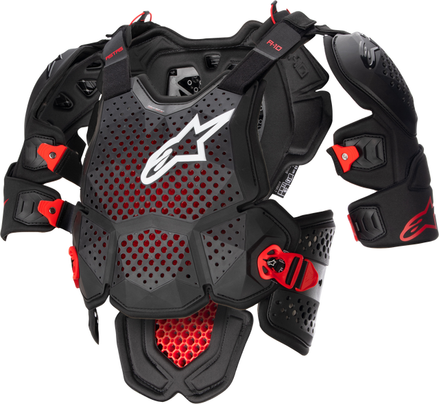 A 10 V2 Full Chest Protector Anthracite/Black/Red Md/Lg