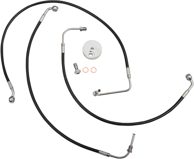 LA CHOPPERS Brake Line - 12" - 14" Ape Hanger Handlebars - Black LA-8011B13B