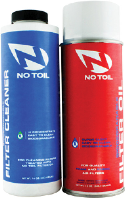 No Toil Biodegradable Classic Air Filter Maintenance Combo Kit NT208 showing 2-pack assortment including Liquid Filter Cleaner and 12oz classic aerosol oil