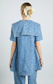 white christmas dresses Blue Denim Leopard Dress – Skylar & Company Boutique main image 1