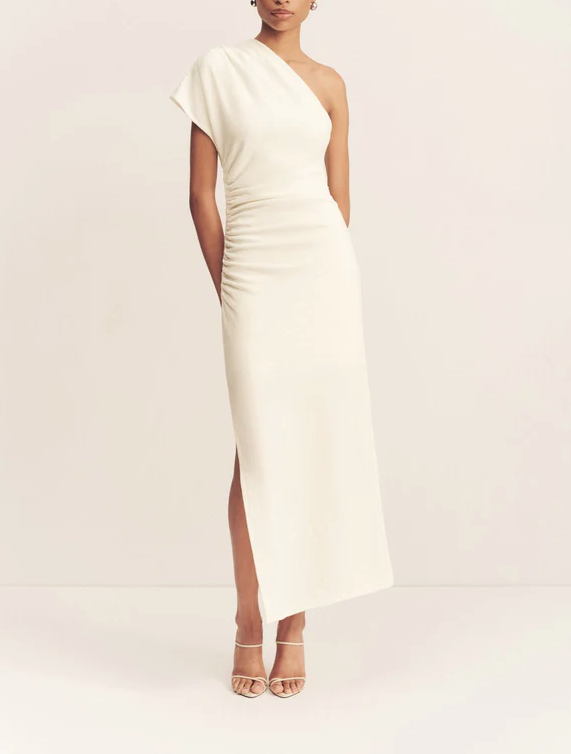 Shona Joy - Beau Asymmetrical Midi Dress - Ivory Shona Joy - Beau Asymmetrical Midi Dress - Ivory