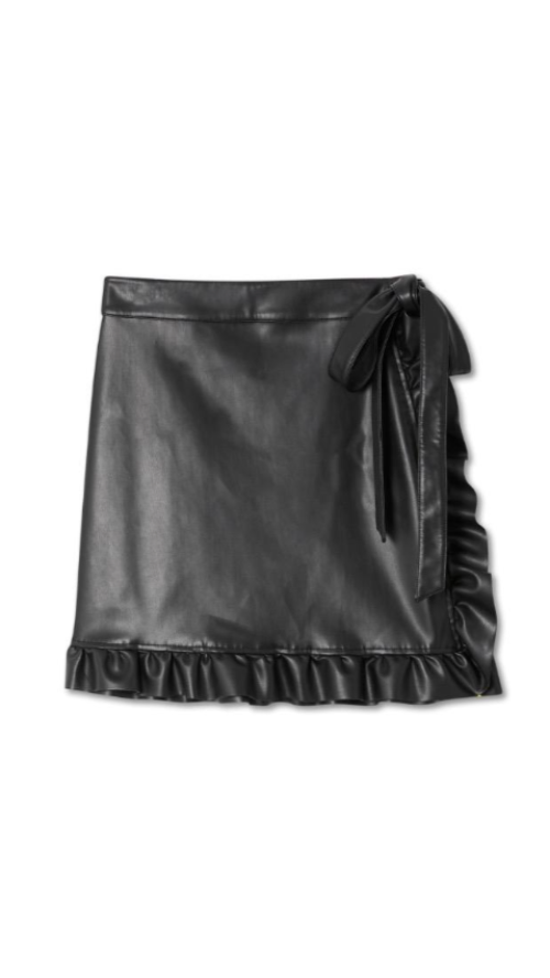NEVER FULLY DRESSED Black Ruffle Vegan Leather Mini Jaspre Skirt-Black | WearThat NEVER FULLY DRESSED Black Ruffle Vegan Leather Mini Jaspre Skirt-Black | WearThat