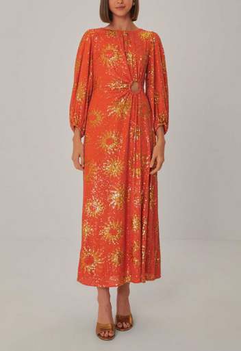 farm rio sunny mood sequin dress Farm Rio Sunny Mood Sequin Long-Sleeve Mini Dress size XS new nwt