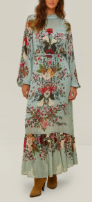FARM RIO Blue Beauty Bouquet Long Sleeve Maxi Dress