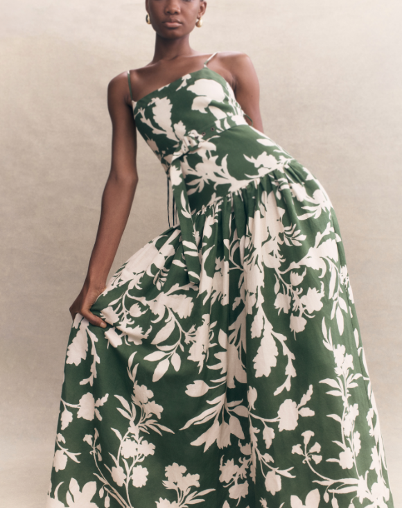 SHONA JOY Renee Gathered Maxi Dress with Belt- Pesto Ivory | WearThat
