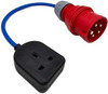 3-Phase 16A Red 5-Pin CEE Plug to Single Heavy Duty Rubber 13A 230V UK Socket