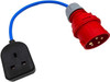 3-Phase 16A Red 5-Pin CEE Plug to Single Heavy Duty Rubber 13A 230V UK Socket