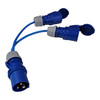 16 Amp 230v 2-Way Splitter Plug to Two Socket Connectors