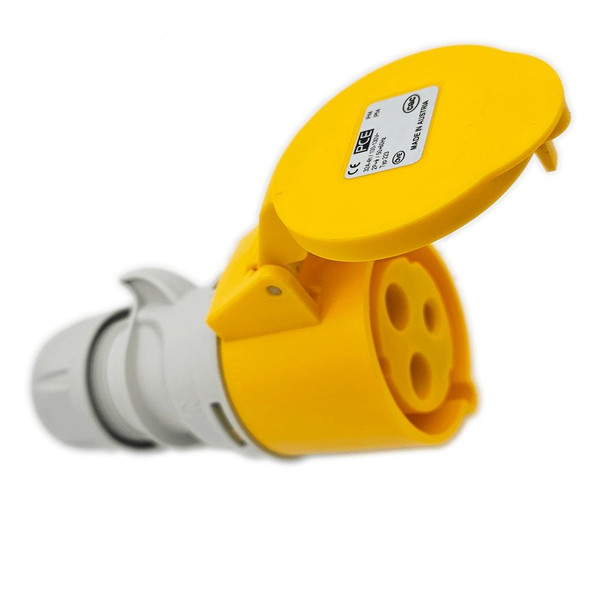 32A 110V 3p Connector Coupler Socket Yellow 223-4