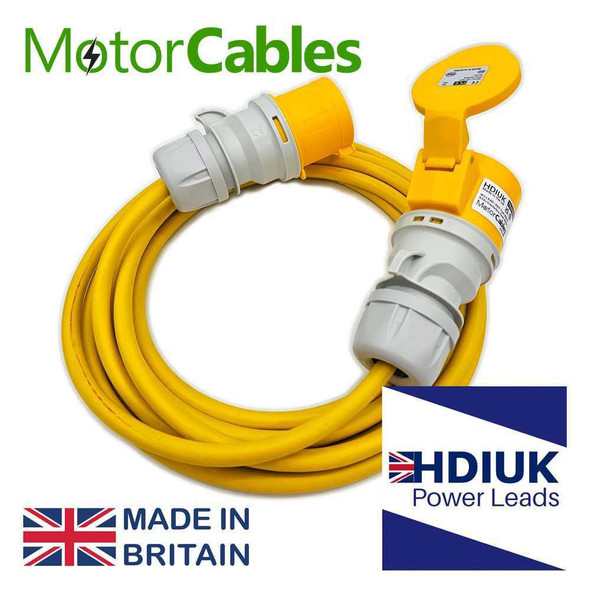 110 volt 32 amp Yellow 4mm2 Site Extension Lead