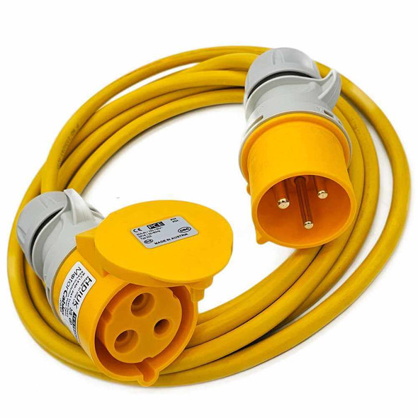 110 volt 32 amp Yellow 4mm2 Hookup Extension Lead